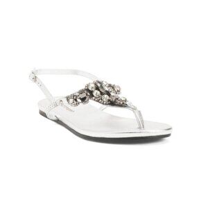 BOTTERO Silver Made In Brazil Leather Flat Sandals